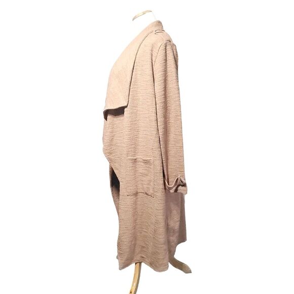 BB Dakota Revolution Drapey Boucle Trench Coat Tan Birch Womens Large - Picture 2 of 12